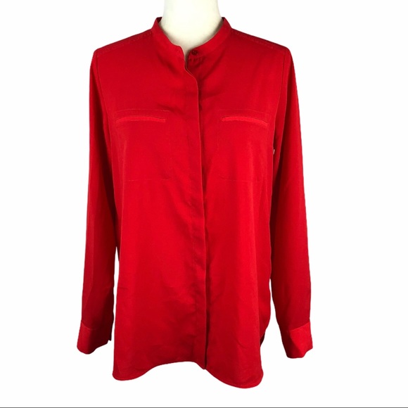 Paraphrase Red Button Down Top - Picture 1 of 8